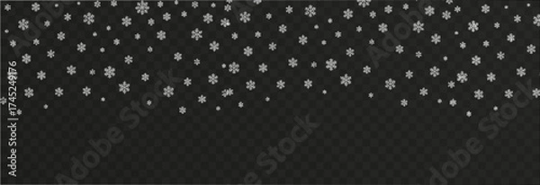 Fototapeta Vector snow png. Falling snowflakes on isolated transparent background. Snowflakes, snow storm, winter, snowfall png.