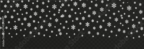 Fototapeta Vector snow png. Falling snowflakes on isolated transparent background. Snowflakes, snow storm, winter, snowfall png.