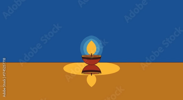 Fototapeta Minimalist Traditional Diya Oil Lamp in Warm Colors for Festival Celebrations and Religious Rituals, Ideal for Diwali and Cultural Events, Creating a Cozy and Spiritual Atmosphere