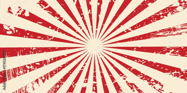 Fototapeta New vector Vintage red rising sun or sun ray,sun burst retro background design