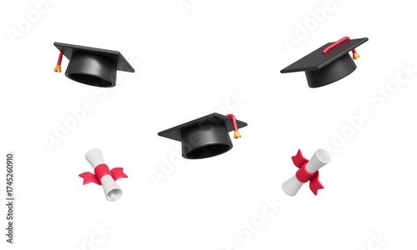 Obraz 졸업식 학사모와 졸업장 두루마리 Graduation Ceremony Mortarboard  and Diploma Scroll
