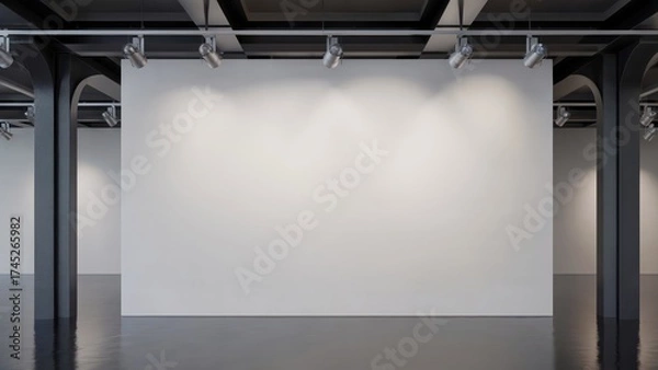 Fototapeta Exhibition space available for your stunning art displays in bright gallery with blank wall