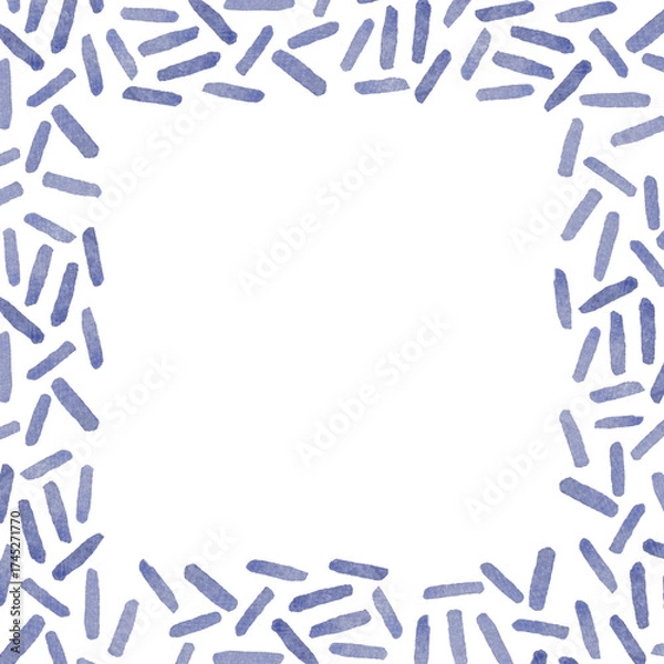 Fototapeta A stylish frame with blue watercolor stripes. A frame template for cards, scrapbooking, and crafts.