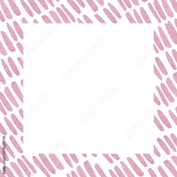 Fototapeta A stylish frame with pink watercolor stripes. A frame template for cards, scrapbooking, and crafts.