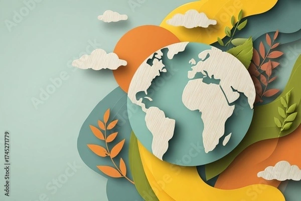 Obraz earth globe with flowers