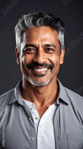 Obraz Smiling man portrait, grey hair and beard