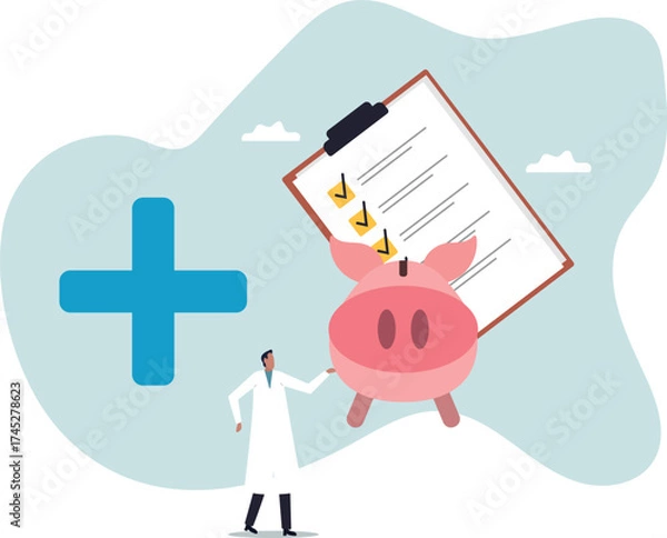 Fototapeta Financial checkup analyze growing wealth, debt or expense, diagnose money problem, wealth planning or investment advisor .about a man and his life.