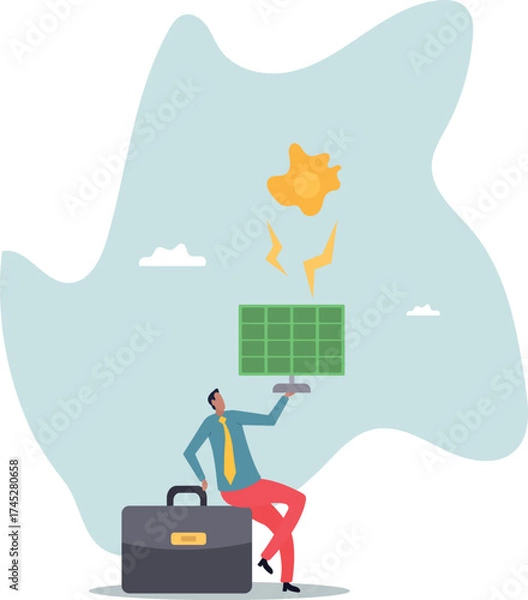 Fototapeta proposal to switch to solar panels. Green and environmentally friendly energy.
