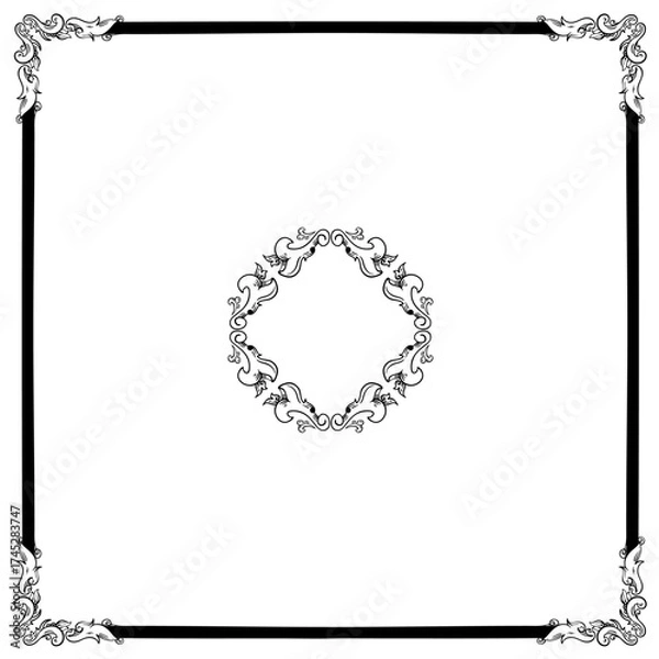 Fototapeta Single color vintage pattern frame 