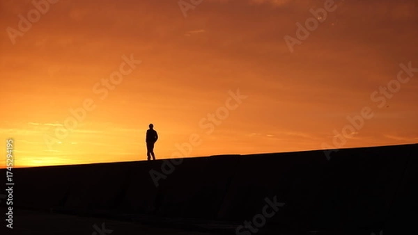 Fototapeta 夕焼けと人