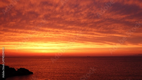 Obraz 夕焼けと海