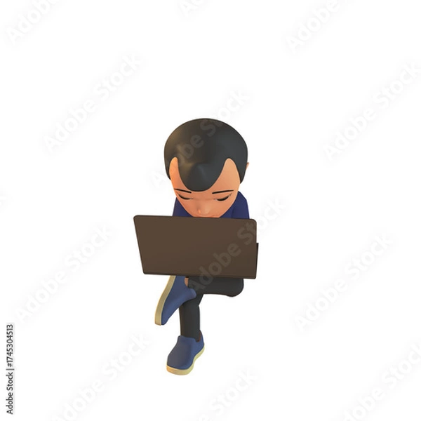 Obraz Man Using Laptop 3D Illustration