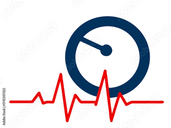Fototapeta Clock and Heartbeat Rhythm Design