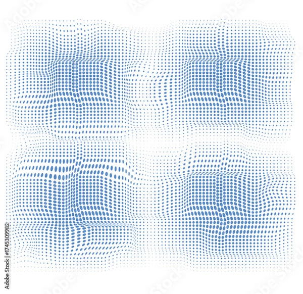 Obraz Mesh Vector dotted Abstract Blue Gradient Allover Pattern waves line art