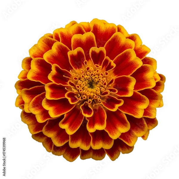 Fototapeta Closeup of a vibrant marigold flower isolated on transparent background