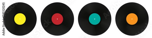 Fototapeta Set of vinyl records.  long play music plates for gramophone. vector