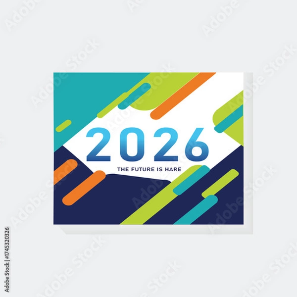 Fototapeta Modern 2026 Year Design with Bold Typography and Geometric Accents for a Futuristic and Dynamic Look