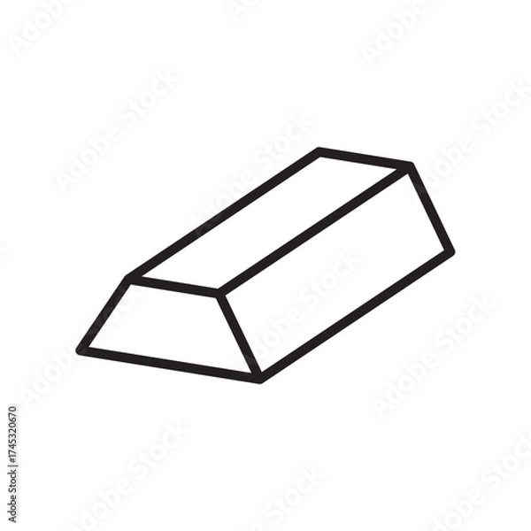 Fototapeta One gold bar vector icon in flat style