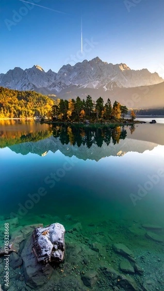 Fototapeta Serene alpine lake at dawn (1)