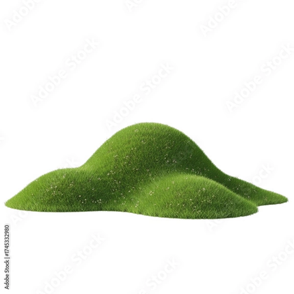 Fototapeta Green grassy hill isolated on transparent background