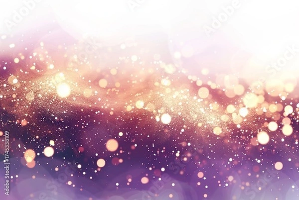 Fototapeta Sparkling bokeh lights in vibrant purple and gold abstract background