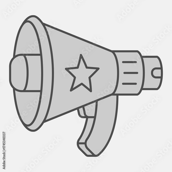 Fototapeta Loudspeaker isometric icon, democracy day concept. Vector graphics. Megaphone of voter sign and editable stroke, outline style icon for mobile or web design.