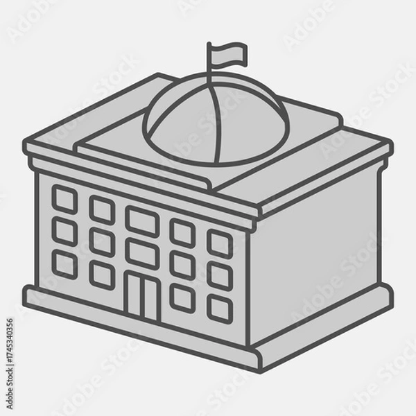 Fototapeta Presidium building isometric icon,democracy day concept. Vector graphics. House of congress sign and editable stroke, outline style icon for mobile or web design.