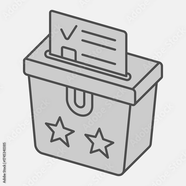 Fototapeta Voter paper in ballot box isometric icon, democracy day concept. Vector graphics. Elections sign and editable stroke, outline style icon for mobile or web design.