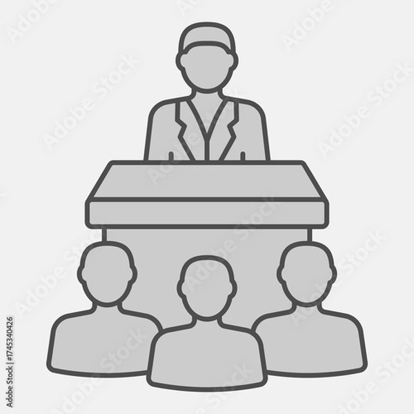 Fototapeta Candidate speaks to public isometric icon, democracy day concept. Vector graphics. Public elections sign and editable stroke, outline style icon for mobile or web design.