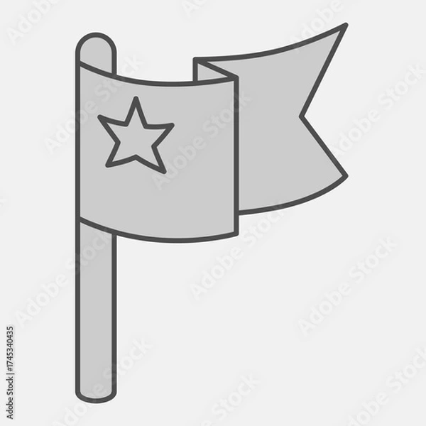 Fototapeta Voters flag isometric icon, democracy day concept. Vector graphics. Flag with star sign and editable stroke, outline style icon for mobile or web design.