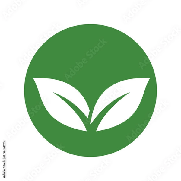 Fototapeta Green Leaf Vector Icon Illustration