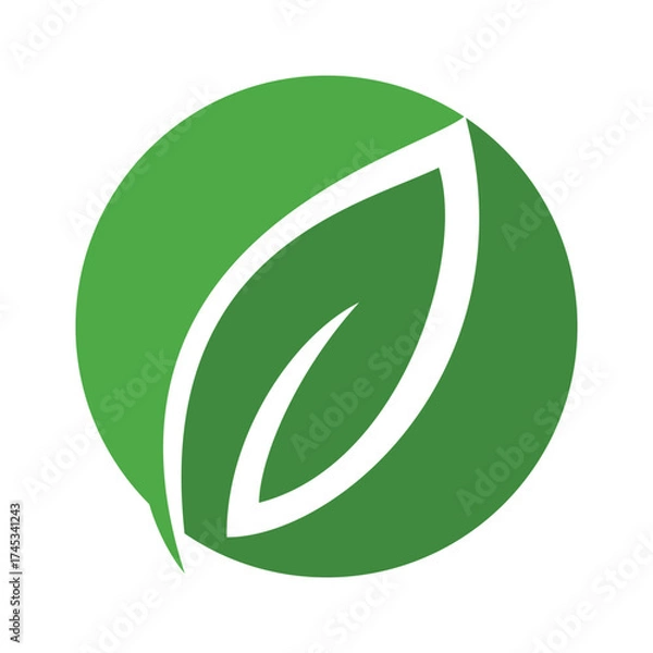 Fototapeta Green Leaf Vector Icon Illustration