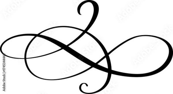 Fototapeta Vintage vector swirl line style divider flourish. Filigree calligraphy ornamental curls. Decorative retro design element for menu, certificate diploma, wedding invitation card, outline text