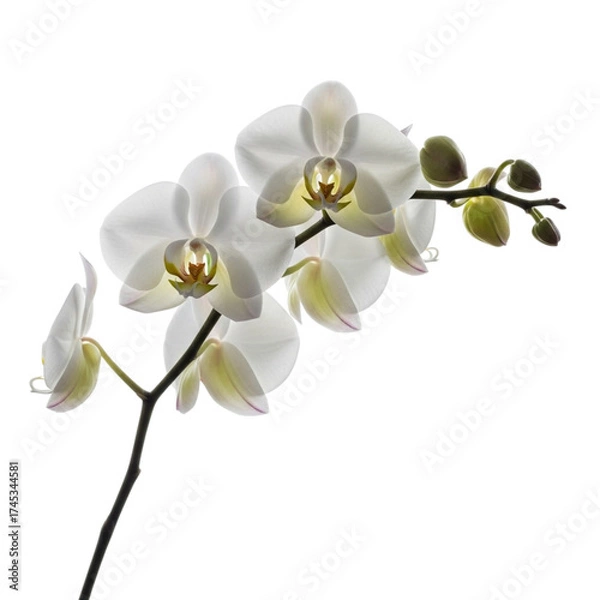 Fototapeta White orchid branch isolated on transparent background