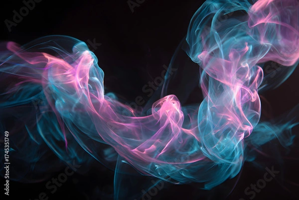 Fototapeta swirling neon mist forming fluffy dreamlike shapes with radiant flowing light in a vibrant abstract motion design