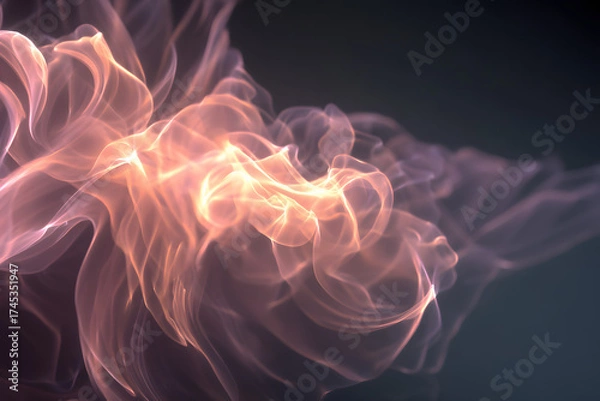 Fototapeta swirling neon mist forming fluffy dreamlike shapes with radiant flowing light in a vibrant abstract motion design