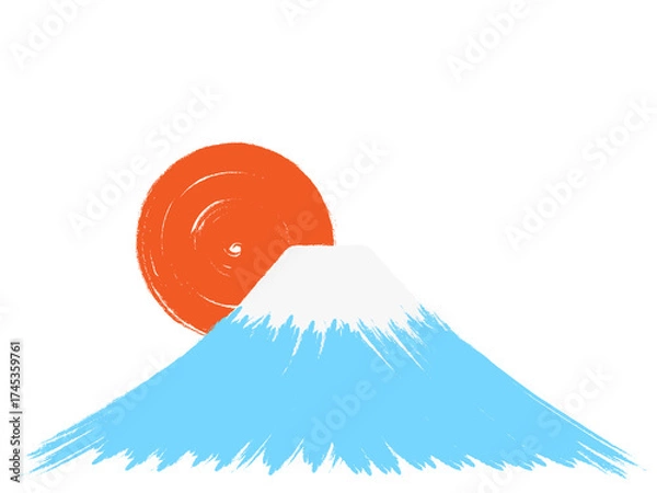 Obraz 筆描き富士山と初日の出