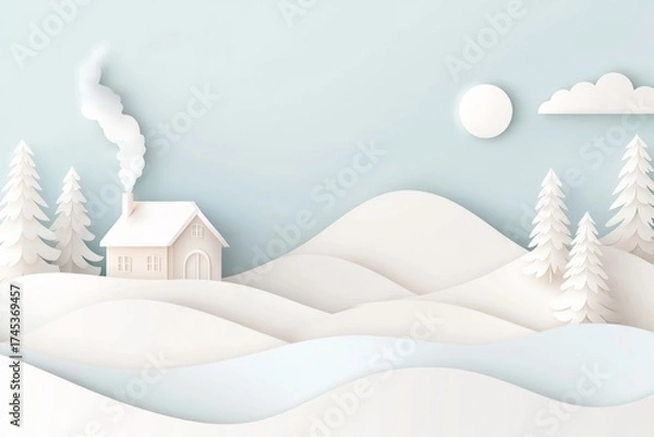 Fototapeta Cardboard house and snowdrifts. Generative AI