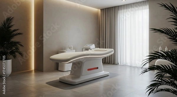 Obraz Modern Medical Examination Room with Comfortable Treatment Bed and Soft Natural Lighting