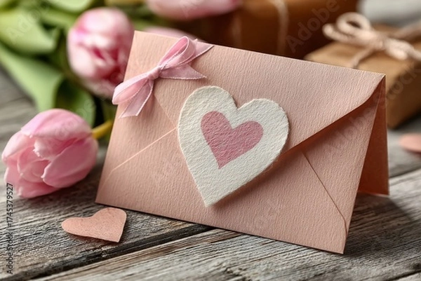 Fototapeta Envelope with a love letter. Generative AI