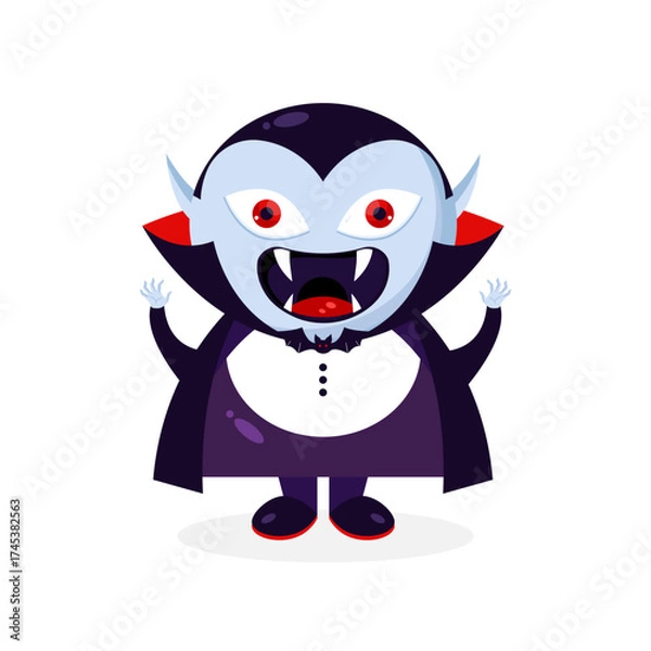 Fototapeta Cartoon Dracula vampire character is trying to scare you. Dracula icon. Vector illustration
