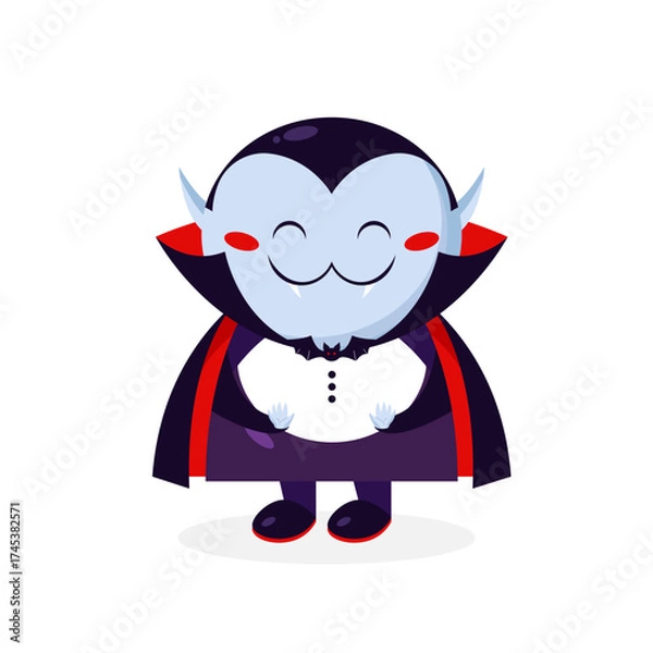 Fototapeta Cartoon Dracula vampire character is shy. Dracula icon. Vector illustration