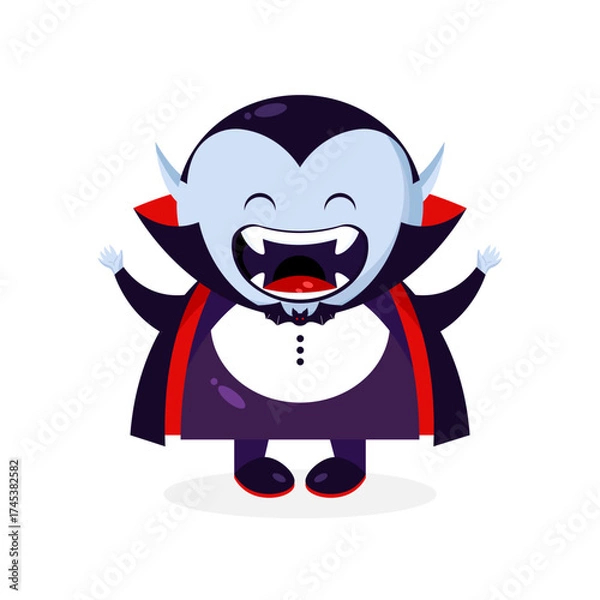Fototapeta Cartoon Dracula vampire character is laughing. Dracula icon. Vector illustration