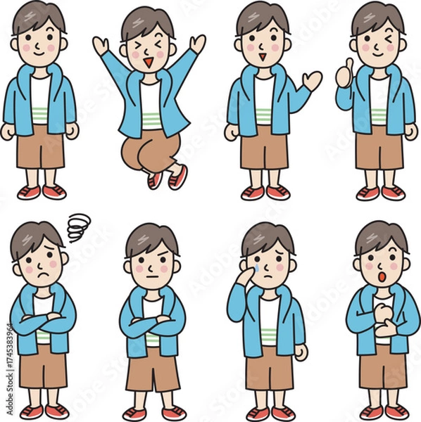 Obraz 人物素材　男の子　少年　小学生　家族　