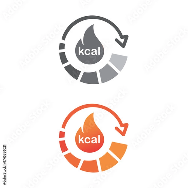 Fototapeta Burn calories line icon. Metabolic processes icon, synthesis calorie energy, fire with arrows rotation.