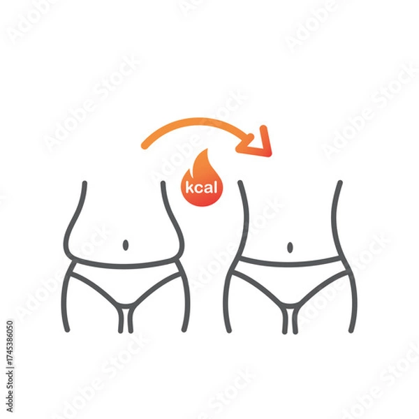 Fototapeta Time to lose weight.  Progress fitness and diet. Process of losing weight. Girl before and after slimming. 