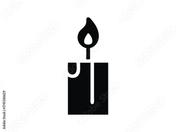 Obraz Illustration of a candle with flame isolated on white background, a symbol of light, hope, and remembrance