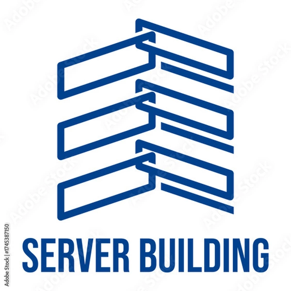 Fototapeta server building flat minimalist logo design