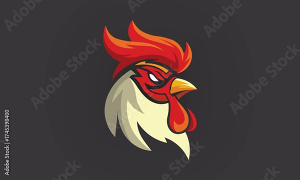 Fototapeta Fiery rooster head in the form of a fire graphic with a bold, eye-catching design.