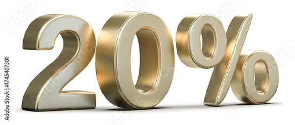 Obraz Golden 20% Discount Sale Promotion Isolated on Background
